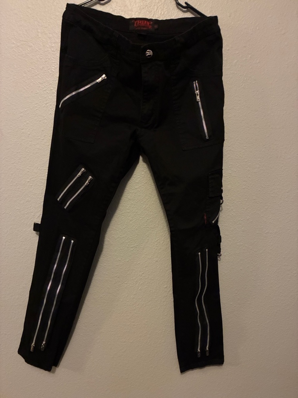Tripp NYC Black Cargo Pants with Silver Zippers